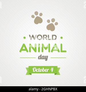 Journée mondiale des animaux. Octobre 4. Empreintes cardiaques. Illustration vectorielle, conception plate Illustration de Vecteur