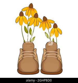 Fleurs jaunes d'automne en bottes. Illustration vectorielle. Illustration de Vecteur