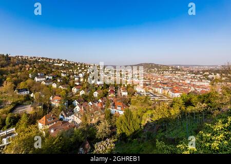 Vue de Neuer Weinsteige sur Stuttgart, vue sur la ville, maisons résidentielles, demi-hauteur, Stuttgart, Bade-Wurtemberg, Allemagne Banque D'Images