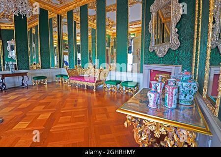 1er appartement de Sophie Charlotte, lit en verre, ancien palais, palais de Charlottenburg, Berlin, Allemagne Banque D'Images