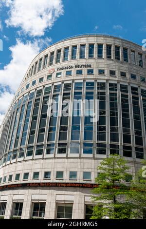 Thomson Reuters Building, One Canada Square, Canary Wharf, Londres, Angleterre, Royaume-Uni Banque D'Images