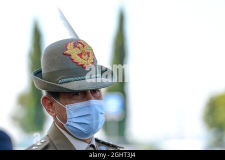 Rieti, Italie. 07septembre 2021. Le général Francesco Paolo Figliuolo (portant un masque facial), commissaire extraordinaire à l'urgence de Covid19, visite le Centre des vaccins de Passo Corese, dans le centre logistique de l'Amazonie. (Photo de Riccardo Fabi/Pacific Press/Sipa USA) crédit: SIPA USA/Alay Live News Banque D'Images