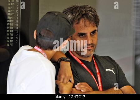 Juan Pablo Montoya (col) avec son fils Sebastian Montoya (col). 12.07.2019. Championnat du monde de Formule 1, Rd 10, Grand Prix de Grande-Bretagne, Silverstone, Angleterre, Journée d'entraînement. Le crédit photo doit être lu : images XPB/Press Association. Banque D'Images