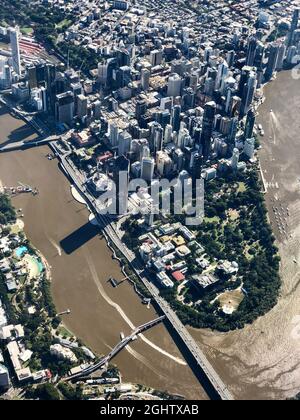 Vue aérienne du quartier des affaires de Brisbane, Queensland, Australie Banque D'Images