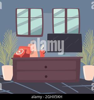 scène de la place de la télé et du tiroir Illustration de Vecteur