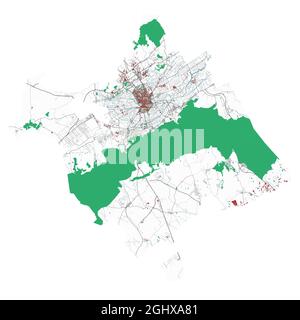 Carte de Murcia. Plan détaillé du quartier administratif de Murcia. Panorama urbain. Illustration vectorielle libre de droits. Carte avec autoroutes, rues, Illustration de Vecteur