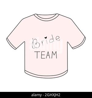 T-shirt de demoiselle d'honneur pour garçon. Chemise rose avec imprimé pour la fête des poules. Illustration vectorielle de style doodle isolée sur fond blanc Illustration de Vecteur