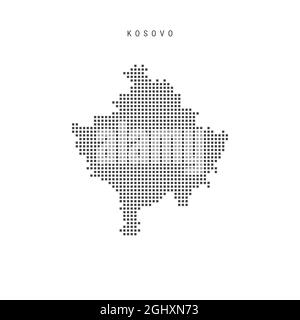 Carte à motif points carrés du Kosovo. Carte de pixels en pointillés isolée sur fond blanc. Illustration vectorielle. Illustration de Vecteur