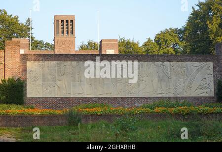 Amersfoort, pays-Bas - septembre 3 2021. Le mur arrière du Monument belge, situé sur l'Amersfoortse Berg Banque D'Images