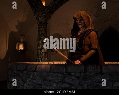 Vampire dans une crypte sous le sol - rendu 3d Banque D'Images