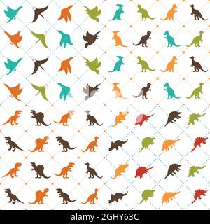 Motif dinosaure sans couture Vector. Tyrannosaurus, brontosaurus, stegosaurus, triceratops Illustration de Vecteur