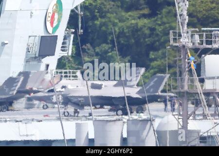 Kanagawa, Japon. 07septembre 2021. Premier porte-avions de la classe Queen Elizabeth (RFA Tidespring: A136) de la Royal Navy, elle a fait un appel au port à la gare de Yokosuka de la Marine américaine au Japon du 4 septembre 2021 au 8 septembre 2021. Le 7 septembre 2021 à Tokyo, au Japon. (Photo de Kazuki Oishi/Sipa USA) crédit: SIPA USA/Alay Live News Banque D'Images