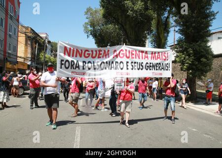 salvador, bahia, brésil - 7 septembre 2021 : manifestations contre le gouvernement du président Jair Bolsonaro dans la ville de Salvador. La valeur mA Act Banque D'Images