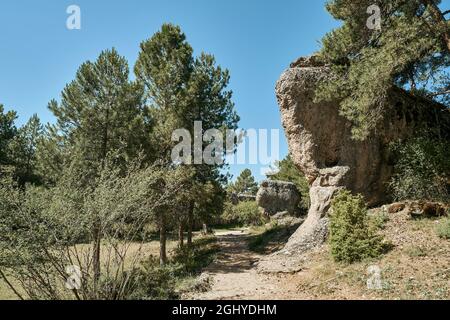 La Ciudad Encantada, site naturel espagnol de formations rocheuses calcaires ou calcaires formées sur des milliers d'années, Cuenca, Espagne, Europe Banque D'Images