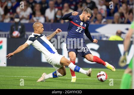 Theo Hernandez de France en action lors du match de qualification de la coupe du monde de la FIFA 2022 entre la France et la Finlande au stade Groupama le 7 septembre 2021 à Lyon, France. Photo de David Niviere/ABACAPRESS.COM Banque D'Images