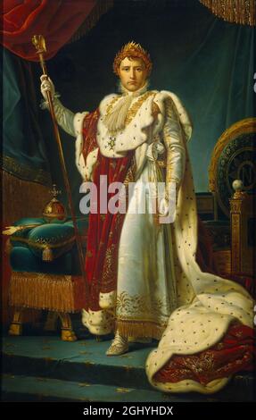 Napoléon Bonaparte habillé comme empereur dans ses robes de couronnement, de François Gérard Banque D'Images