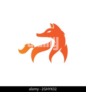 Fox vector illustration design icône silhouette Banque D'Images