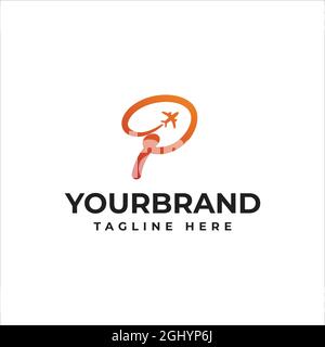 Logo P avec compagnies aériennes et avions. Éléments de modèle de conception vectorielle pour votre identité d'entreprise. Illustration de Vecteur