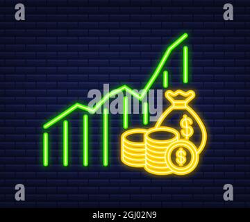 Argent, finances et paiements. Définir l'icône de contour Web. Icône néon. Illustration vectorielle. Illustration de Vecteur