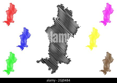 Swabia (République fédérale d'Allemagne, Division administrative, région État libre de Bavière) illustration vectorielle, scribble sketch carte Swabia Illustration de Vecteur