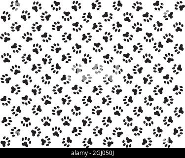 Motif sans couture des pattes de chien sur fond blanc Banque D'Images