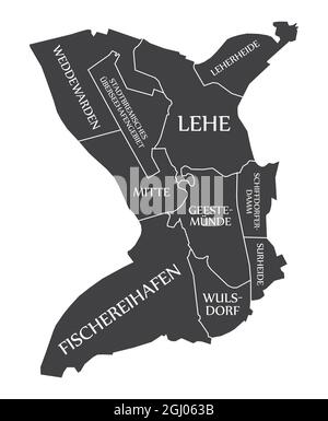 Bremerhaven City Map Allemagne DE labellisé noir illustration Illustration de Vecteur