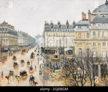 La place du Théâtre Français, Paris, Rain, peinture de Camille Pissarro, 1898 Banque D'Images