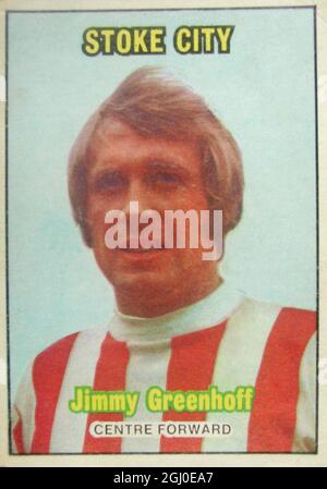 Jimmy Greenhoff - la signature la plus chère de Stoke City, Greenhoff a rejoint le club moyennant un supplément de £100,000 en août 1969. Une Angleterre internationale de moins de 23 ans, il a développé son soccer avec Leeds United, avant de passer à Birmingham. Un avant habile, il est très rapide, et dangereux dans la boîte de pénalité. Banque D'Images