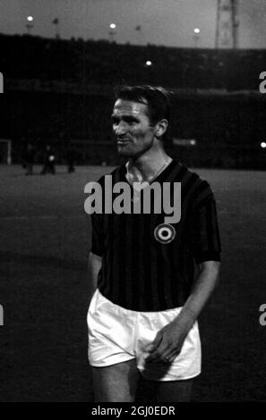 Kurt Hamrin, joueur suédois de football de l'AC Milan. 25 mai 1968 Banque D'Images