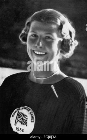 Cecilia Colledge (Grande-Bretagne) 1936, deuxième dans le patinage artistique et une grande menace pour Sonja Henie ©TopFoto Banque D'Images