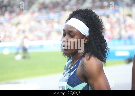 Elaine Thompson- Herah de Jamaique 100 M femmes en pendant la ligue de diamants de l'IAAF Wanda, rencontre de Paris Athlétisme le 28 août 2021 au stade de Charlety à Paris, France - photo Laurent Lairys / DPPI Banque D'Images