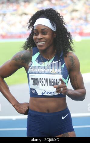 Elaine Thompson- Herah de Jamaique 100 M femmes en pendant la ligue de diamants de l'IAAF Wanda, rencontre de Paris Athlétisme le 28 août 2021 au stade de Charlety à Paris, France - photo Laurent Lairys / DPPI Banque D'Images