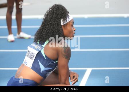 Elaine Thompson- Herah de Jamaique 100 M femmes en pendant la ligue de diamants de l'IAAF Wanda, rencontre de Paris Athlétisme le 28 août 2021 au stade de Charlety à Paris, France - photo Laurent Lairys / DPPI Banque D'Images