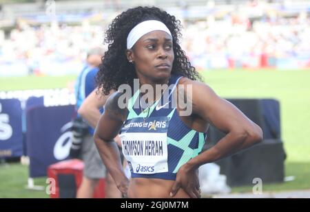 Elaine Thompson- Herah de Jamaique 100 M femmes en pendant la ligue de diamants de l'IAAF Wanda, rencontre de Paris Athlétisme le 28 août 2021 au stade de Charlety à Paris, France - photo Laurent Lairys / DPPI Banque D'Images