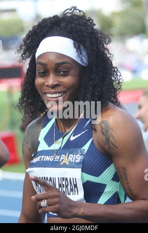 Elaine Thompson- Herah de Jamaique 100 M femmes en pendant la ligue de diamants de l'IAAF Wanda, rencontre de Paris Athlétisme le 28 août 2021 au stade de Charlety à Paris, France - photo Laurent Lairys / DPPI Banque D'Images