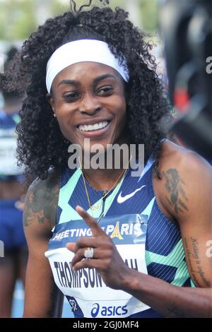 Elaine Thompson- Herah de Jamaique 100 M femmes en pendant la ligue de diamants de l'IAAF Wanda, rencontre de Paris Athlétisme le 28 août 2021 au stade de Charlety à Paris, France - photo Laurent Lairys / DPPI Banque D'Images