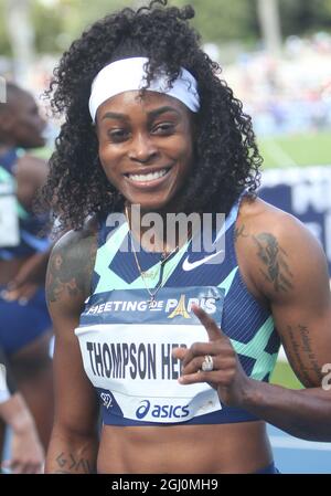 Elaine Thompson- Herah de Jamaique 100 M femmes en pendant la ligue de diamants de l'IAAF Wanda, rencontre de Paris Athlétisme le 28 août 2021 au stade de Charlety à Paris, France - photo Laurent Lairys / DPPI Banque D'Images