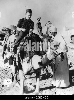 Une photo prise avant que Spurs , l'ambassadeur de football d'Angleterre en Egypte , ne joue leurs matchs amicaux au Caire . L'image montre Spurs Winger , Terry Dyson en train de faire un pré-match de formation sur un chameau aux Pyramides de Gizeh . 15 novembre 1962 Banque D'Images