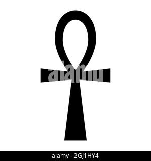 Ankh ou clé de vie. Symbole hiéroglyphique égyptien de la vie. Icône vectorielle noire plate simple. Illustration de Vecteur