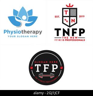 Forme physique physiothérapie colonne vertébrale personnes logo conception Illustration de Vecteur