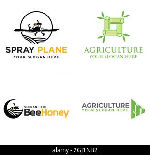 Design du logo de la nature du apiculteur agricole Illustration de Vecteur