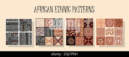 Modèle ethnique africain.Ensemble de répétitions du même style.Décoration africaine traditionnelle.Conception sans couture.Ecostyle Illustration de Vecteur