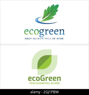Éco vert feuille chêne agriculture Go Green logo design Illustration de Vecteur