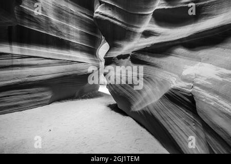 Formations de Slickrock dans le Upper Antelope Canyon, réserve indienne Navajo, Arizona, États-Unis. Banque D'Images