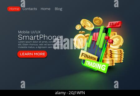 Service de transactions financières mobiles, paiement financier smartphone écran mobile, technologie mobile écran lumineux. Illustration vectorielle Illustration de Vecteur