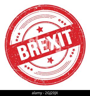 Texte DU BREXIT sur un timbre de texture grungy rond rouge. Banque D'Images