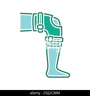 Icône de couleur de bandage orthopédique pour les articulations de la jambe. Réadaptation et traitement après blessures et tension musculaire. Elément vectoriel isolé. Pictogramme de contour Illustration de Vecteur