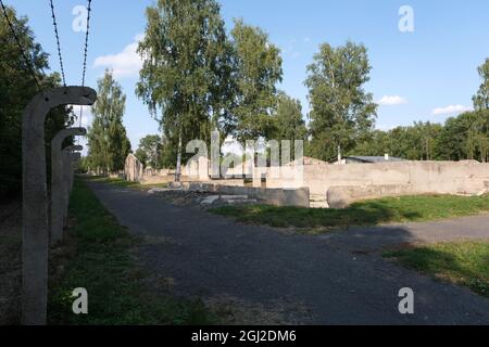 Lambinowice, Pologne - 21 août 2021 : Stalag 318 VIII F 344 Lamsdorf. Ce qui reste du camp de prisonniers de guerre à Lambinowice. Opole Voivodeship Banque D'Images