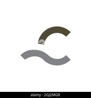 Lettre C technologie logo icône vecteur plat concept graphique simple design élégant Illustration de Vecteur