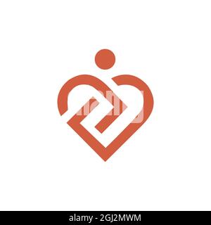 Love People Abstract lettre E logo icône plat vecteur concept graphique simple design élégant Illustration de Vecteur